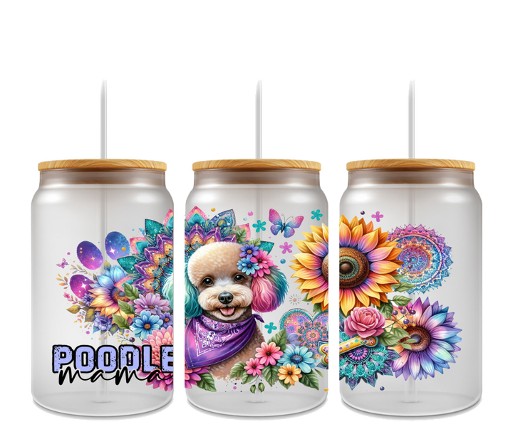 16oz Glass Can Poodle Mama