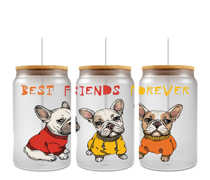 16oz Glass Can Frenchie BFF